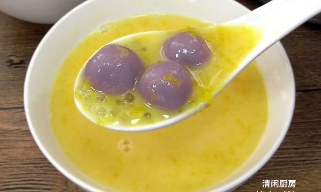 金瓜西米露 + 紫薯汤圆- 完美得搭配